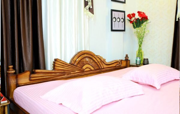 Classic Hand Carved Pannel Wooden Bed for Home - Image 3