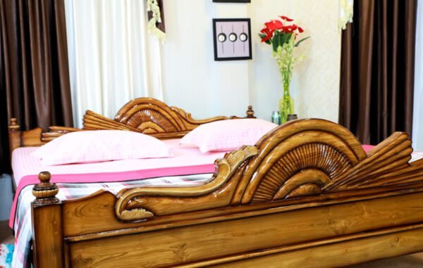 Classic Hand Carved Pannel Wooden Bed for Home - Image 4