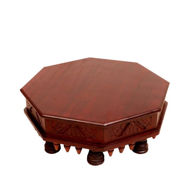 Retro Style Diamond Shaped Handmade Dark Polished Wooden Bajot for Home
