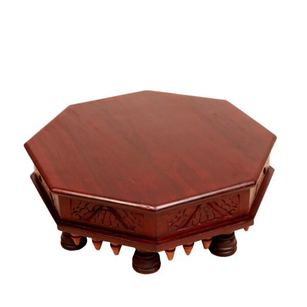 Retro Style Diamond Shaped Handmade Dark Polished Wooden Bajot for Home - Image 2