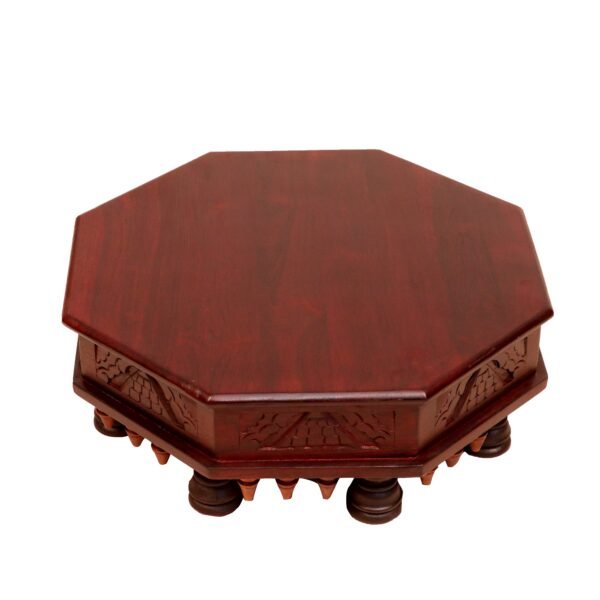 Retro Style Diamond Shaped Handmade Dark Polished Wooden Bajot for Home - Image 3