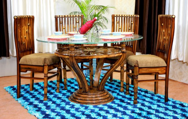 Round Teak Wooden Dining Set