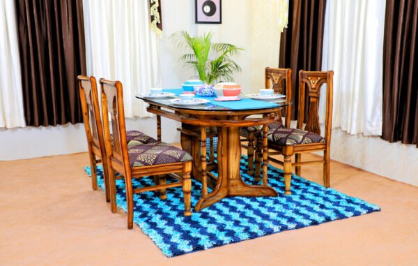 Stylish Oval Teak Wooden Dining Set