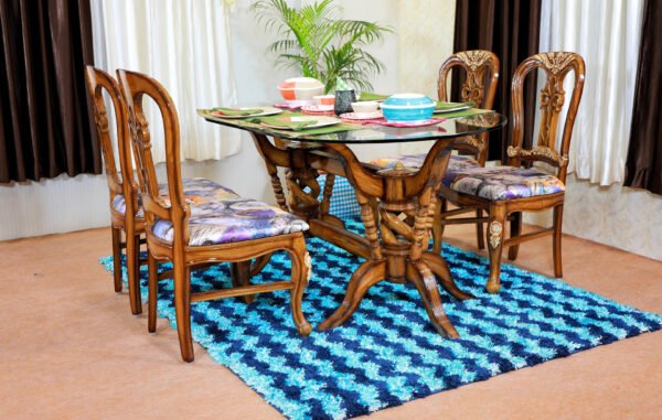 Two Headed Spiral Design Teak Wooden Dining Set