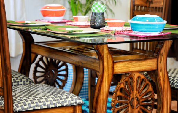 Chakra Style Teak Wooden Dining Set - Image 2