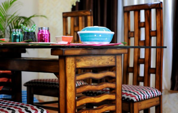 Wave Style Teak Wooden Dining Set - Image 3