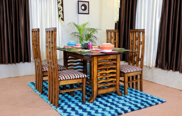 Wave Style Teak Wooden Dining Set