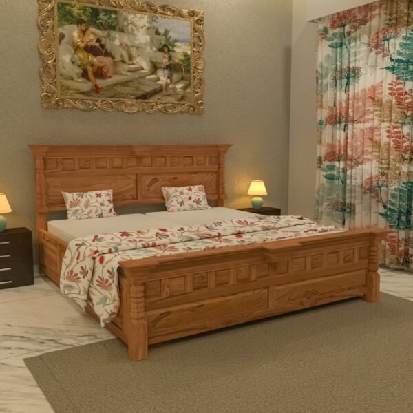 Brick Concept Teak Wooden Storage Bed